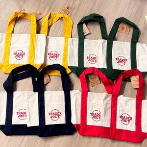 Trader Joe’s Mini Tote Bag – 2 Sets of Blue Yellow Red Green – Total of 8 Bags